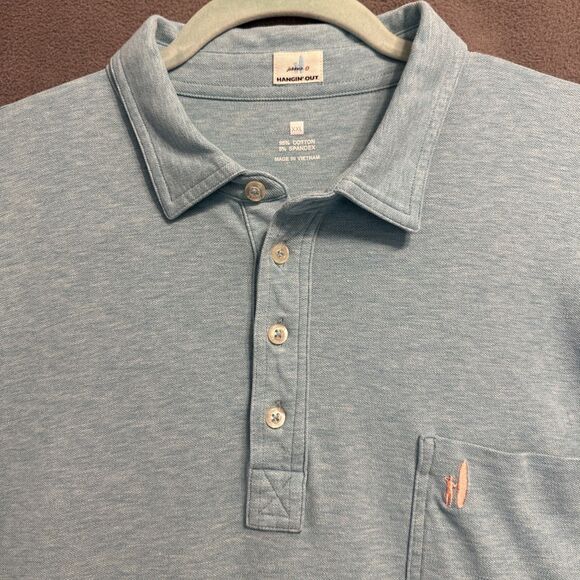 Johnnie-O Hangin Out Polo Shirt Pocket Mens XXL Blue Golf Stretch Performance - Picture 2 of 9